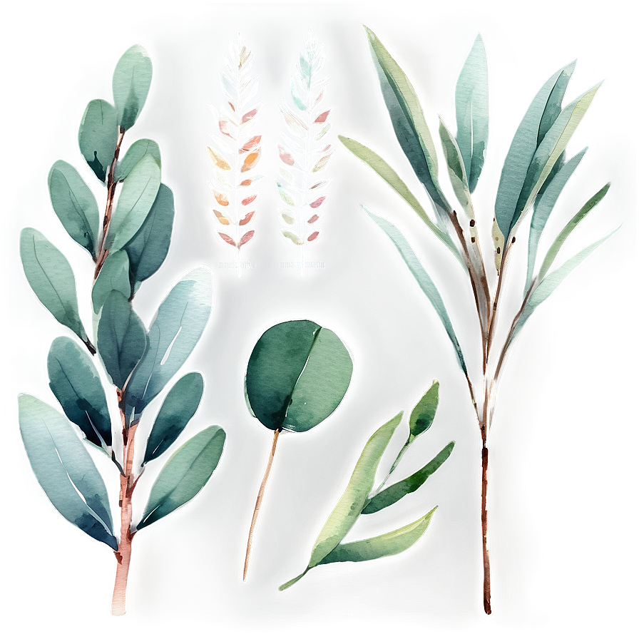 Eucalyptus Watercolor Set Png Ocx PNG image