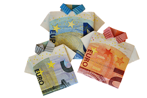 Euro Banknotes Folded Shirts PNG image