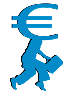 Euro Currency Running Man Silhouette PNG image