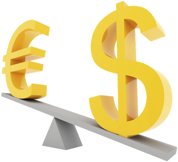 Euro Dollar Balance Scale PNG image