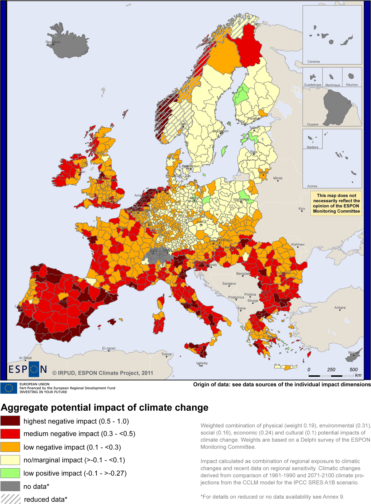 Europe Climate Change Impact Map2011 PNG image