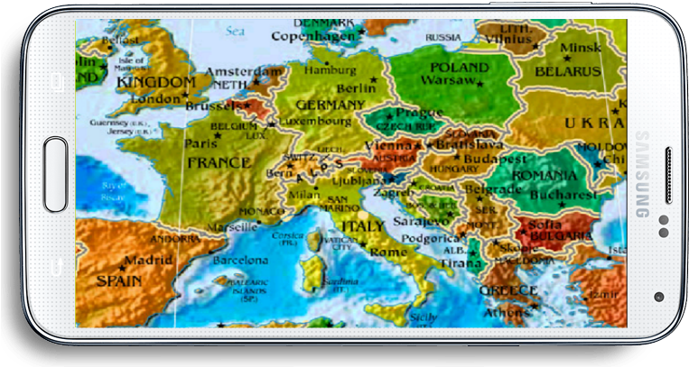 Europe Map Smartphone Display PNG image