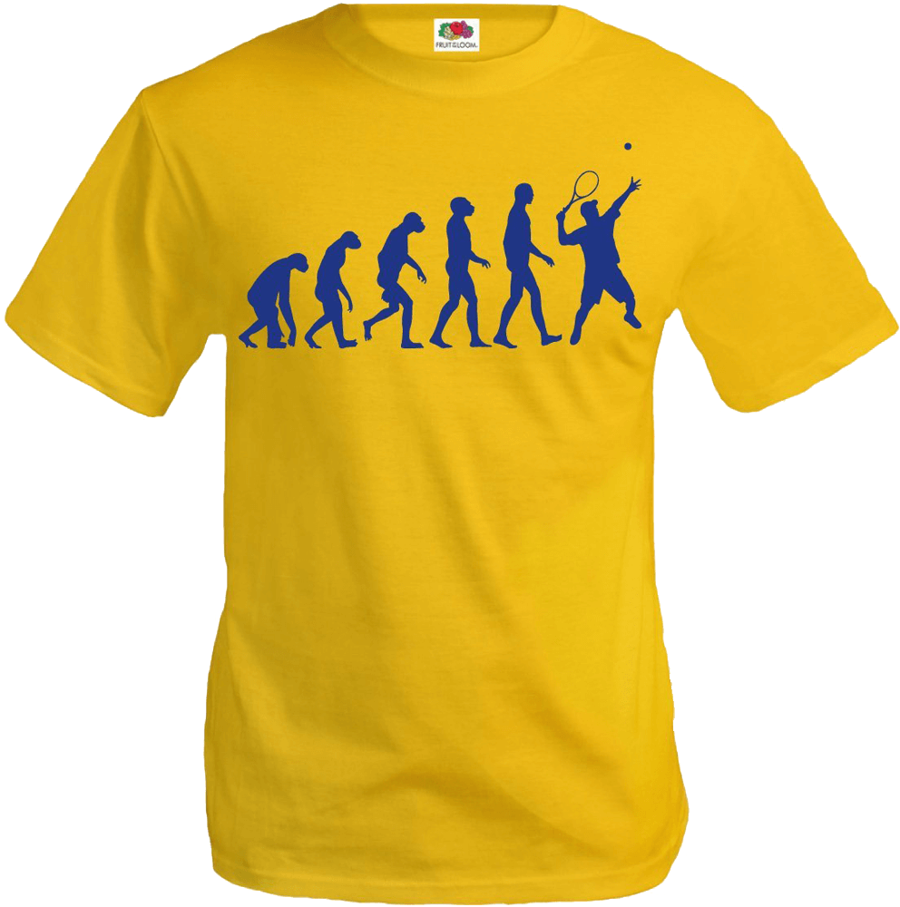 Evolution Tennis Player Yellow Tshirt Design PNG image