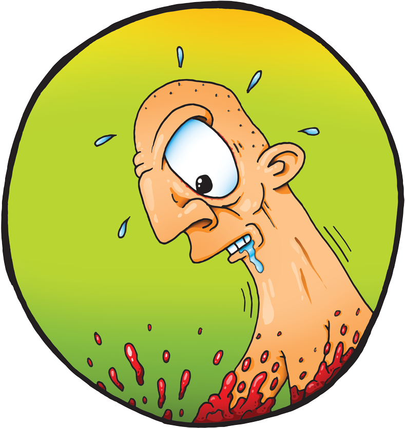 Exaggerated Cartoon Sweating Man PNG image