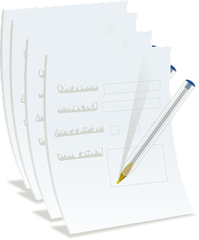 Exam Paperand Pencil Illustration PNG image