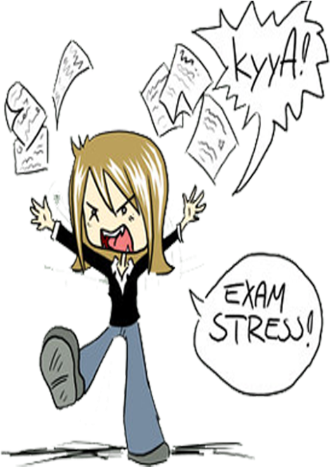 Exam Stress Cartoon Illustration PNG image