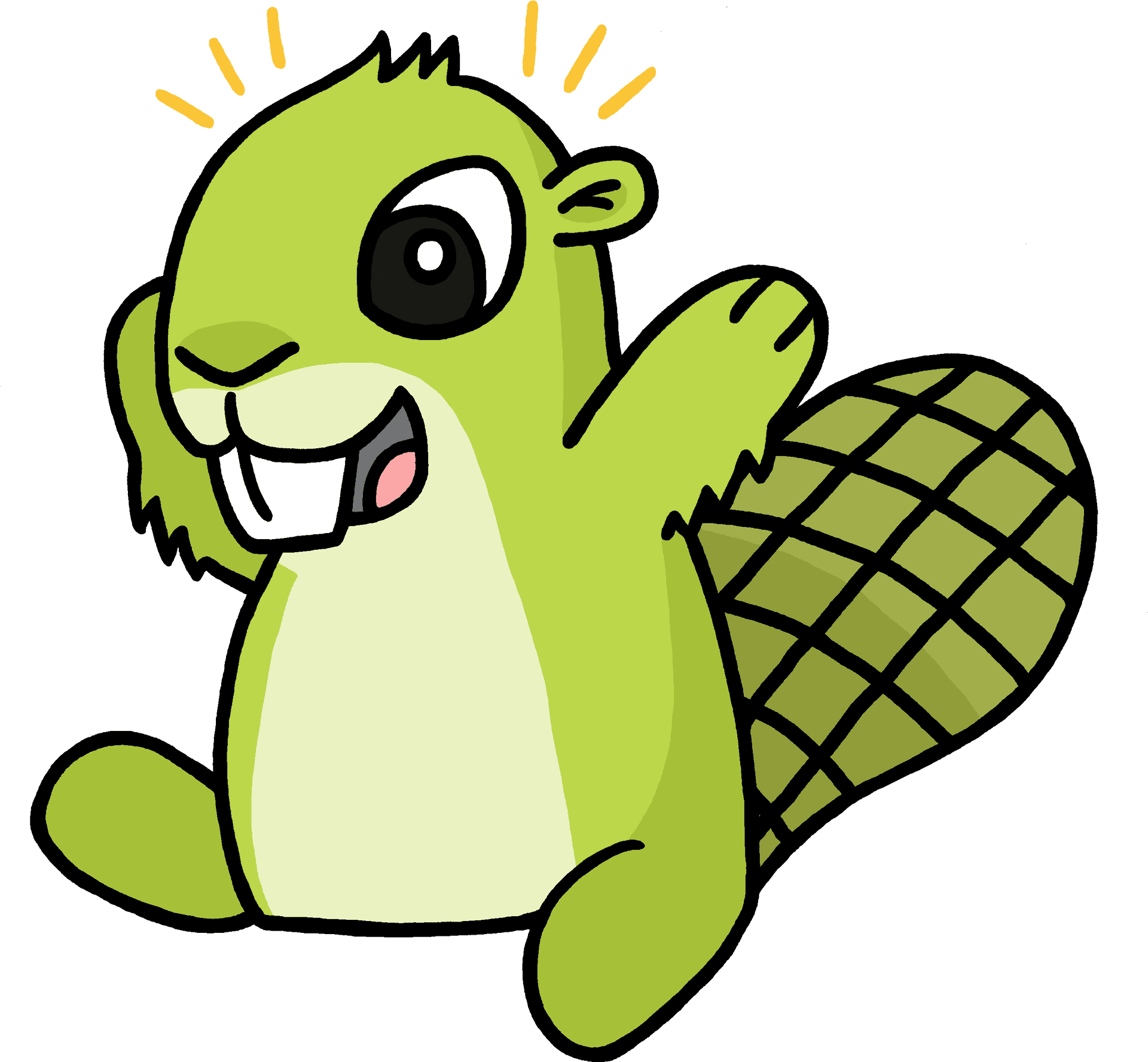 Excited Beaver Cartoon Illustration PNG image