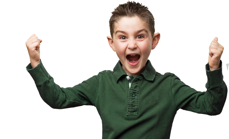 Excited Boy Celebrating Victory PNG image