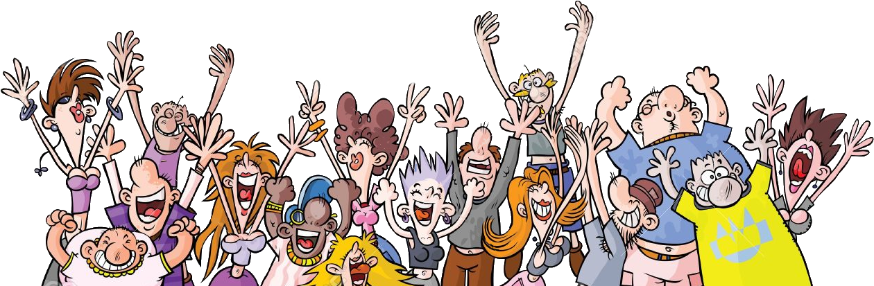 Excited Cartoon Crowd Celebration PNG image