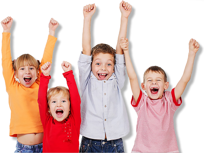 Excited Children Cheering PNG image