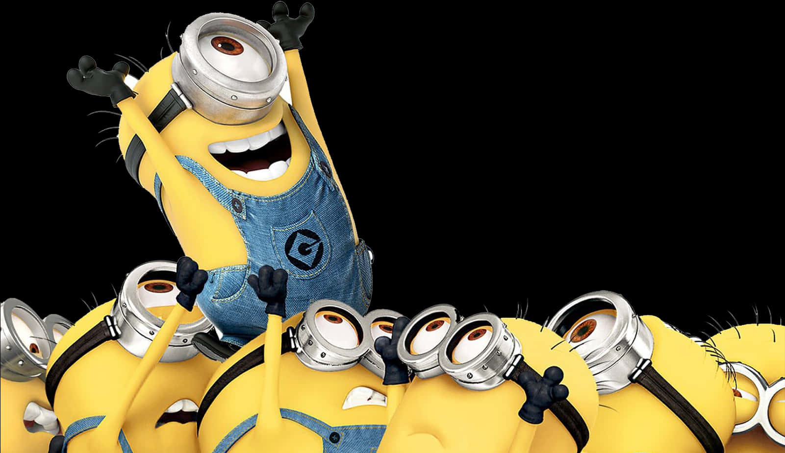 Excited Minions Group Celebration PNG image