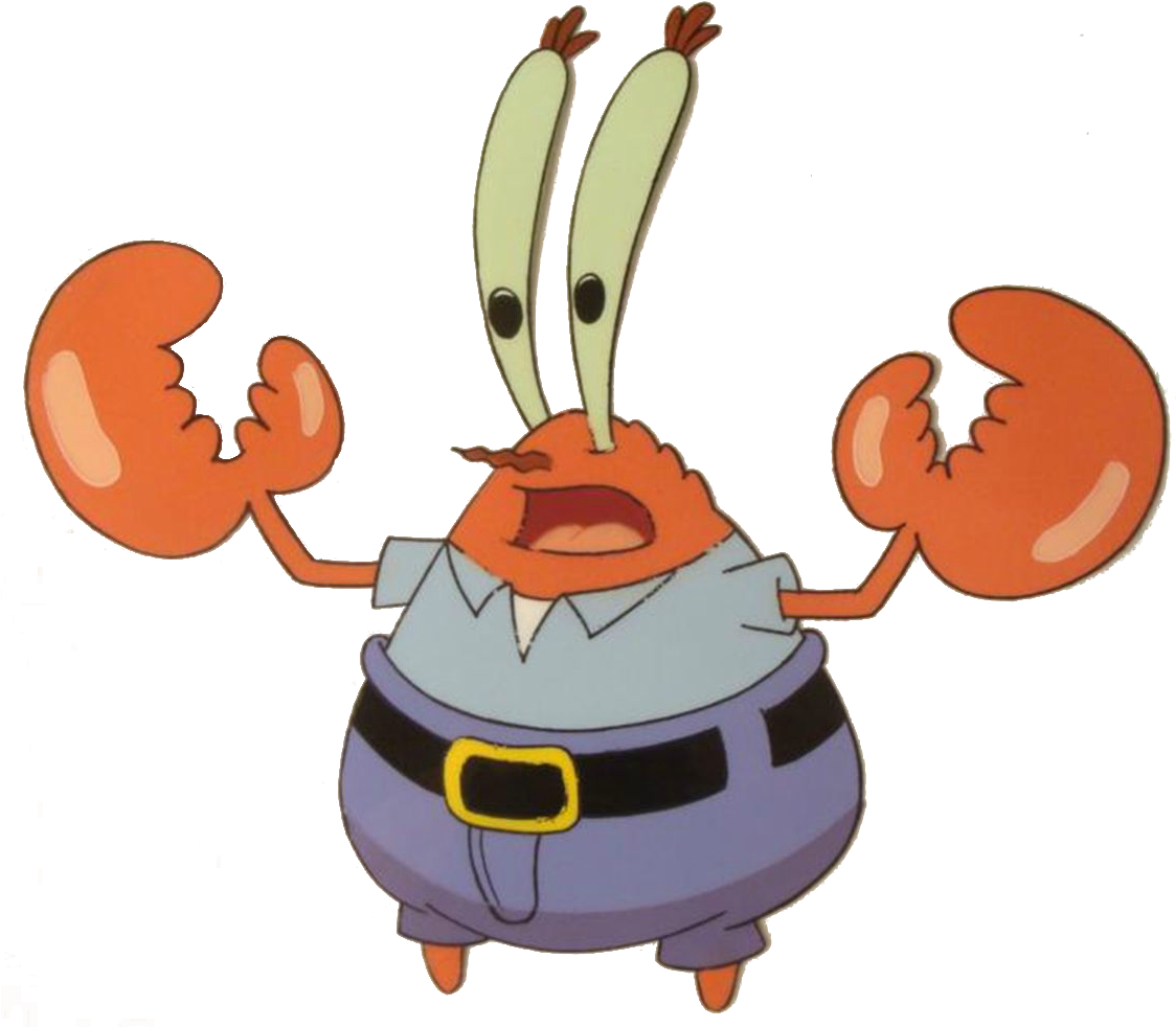 Excited Mr Krabs Cartoon Character PNG image