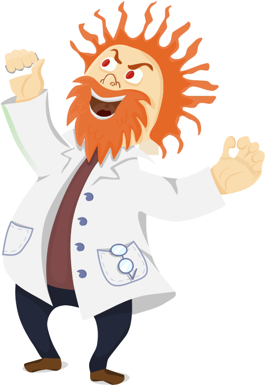 Excited Scientist Cartoon Character PNG image