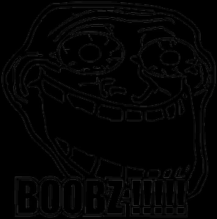 Excited Troll Face Meme Outline PNG image
