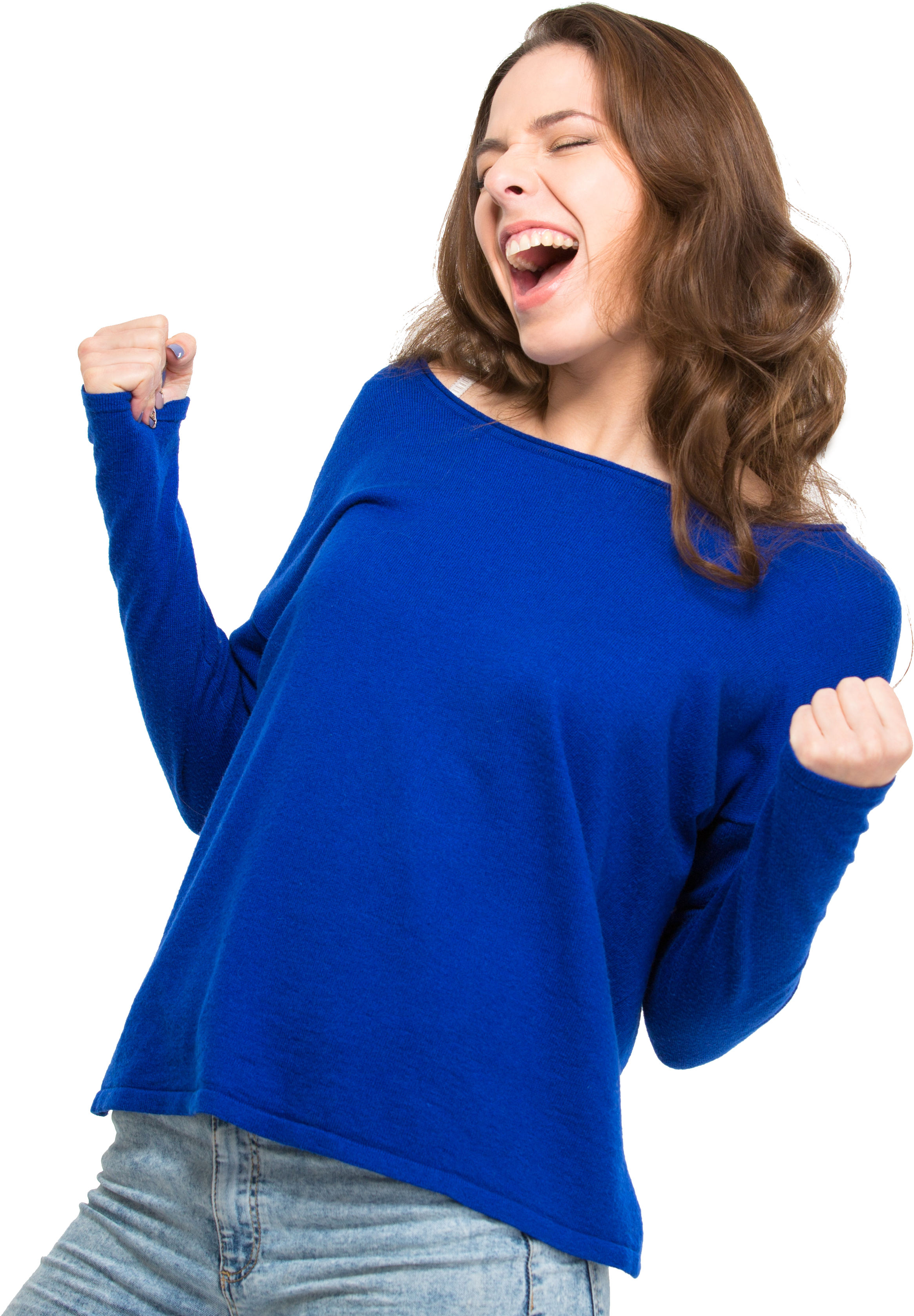 Excited Woman Celebrating Success PNG image