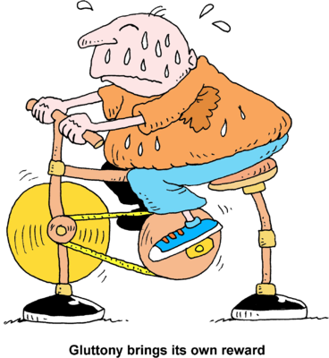 Exhausted Cartoon Man Exercising PNG image