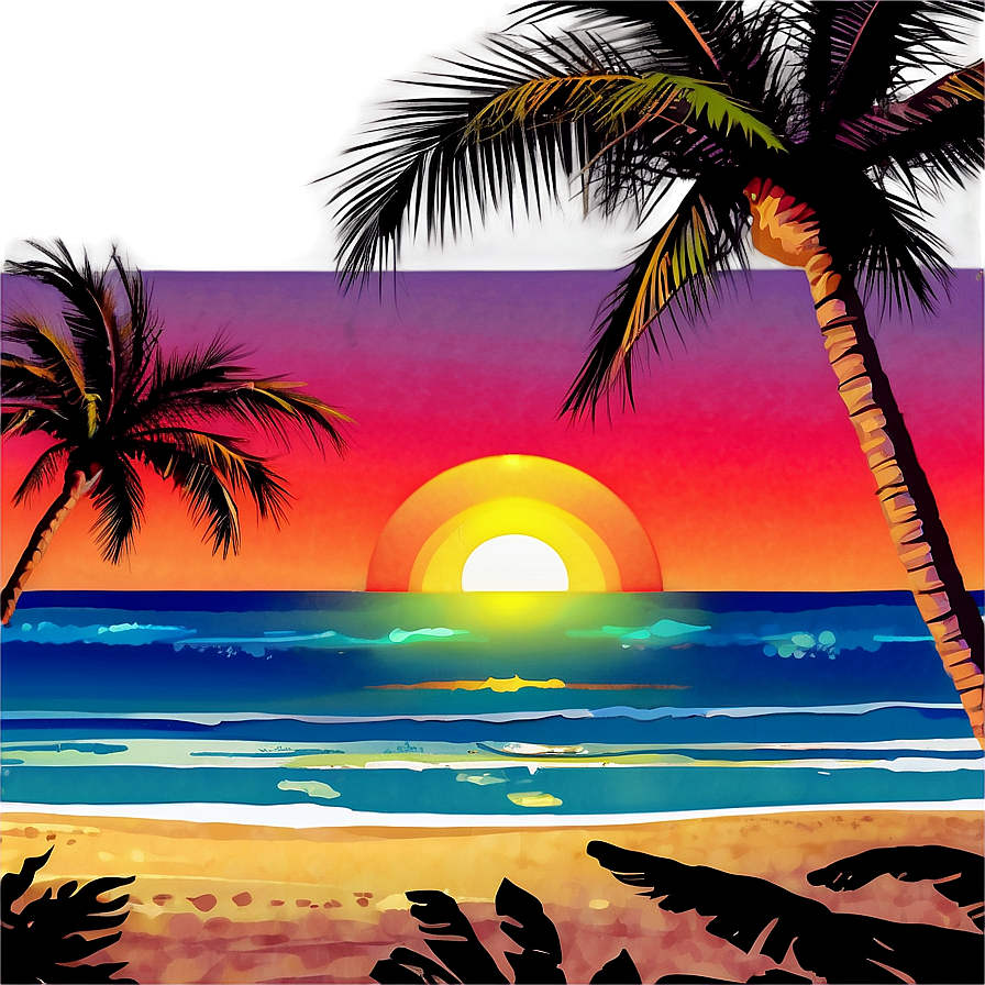 Exotic Beach Sunset Picture Png 79 PNG image