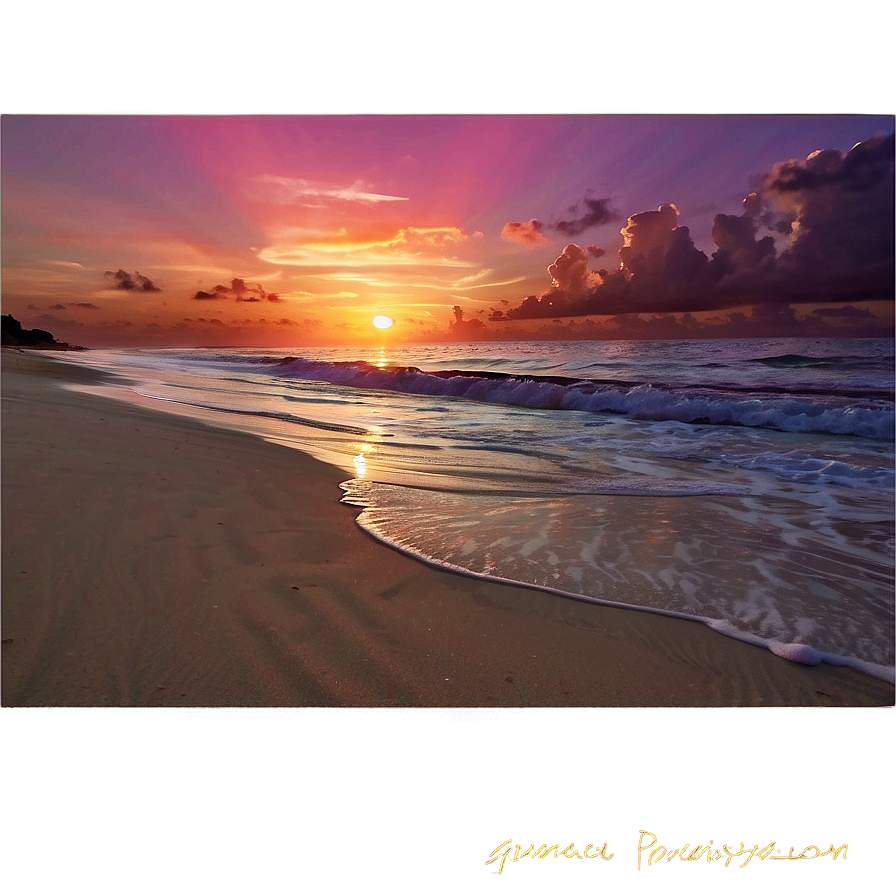 Exotic Beach Sunset Picture Png Hxg41 PNG image