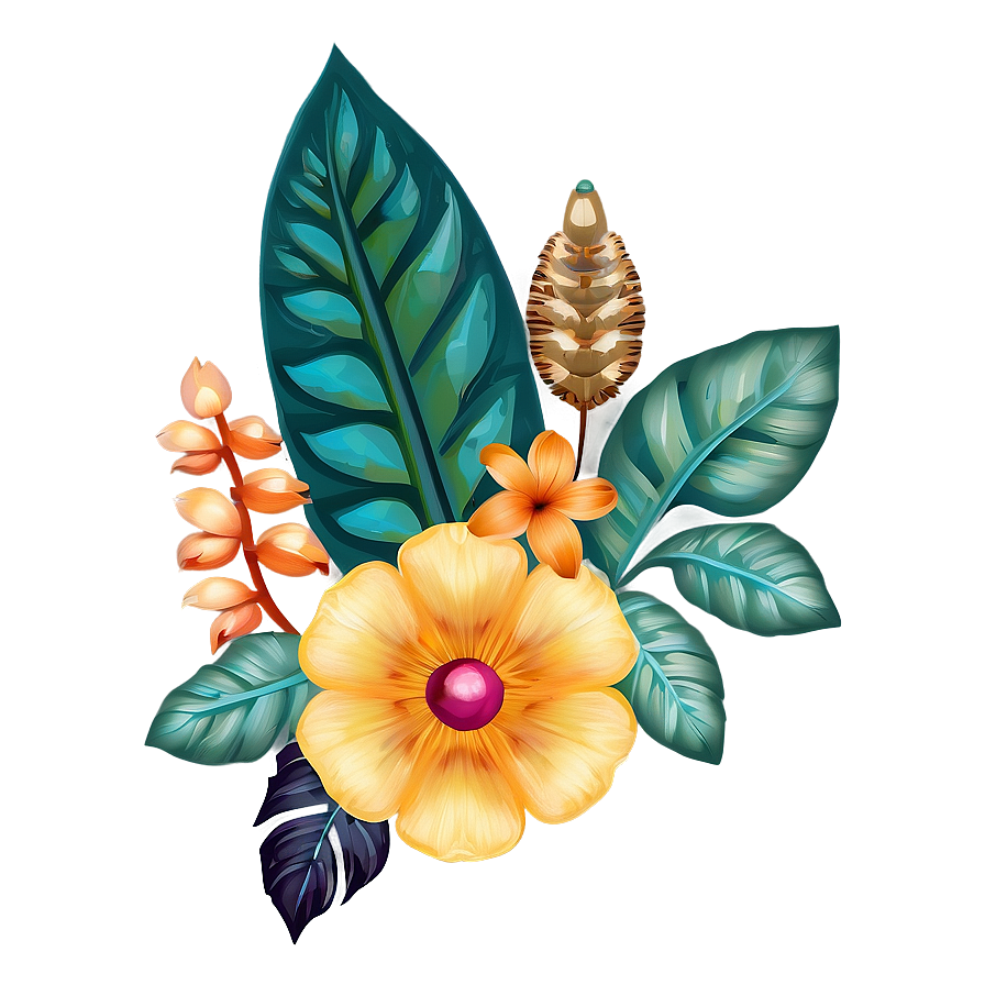 Exotic Boho Flowers Png Ldt80 PNG image