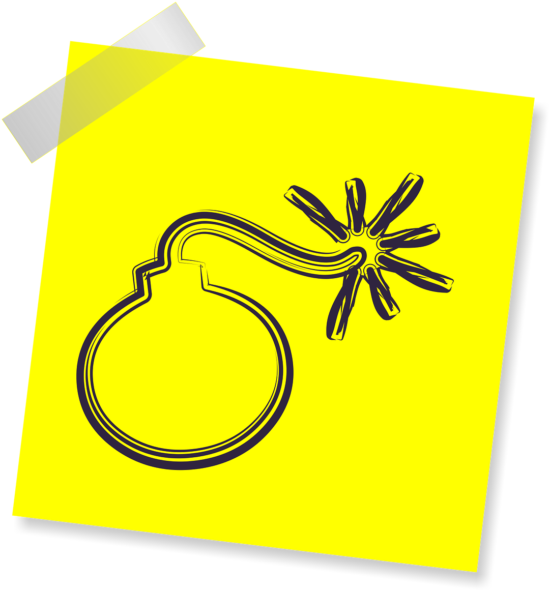 Exploding Bomb Doodle Sticky Note PNG image