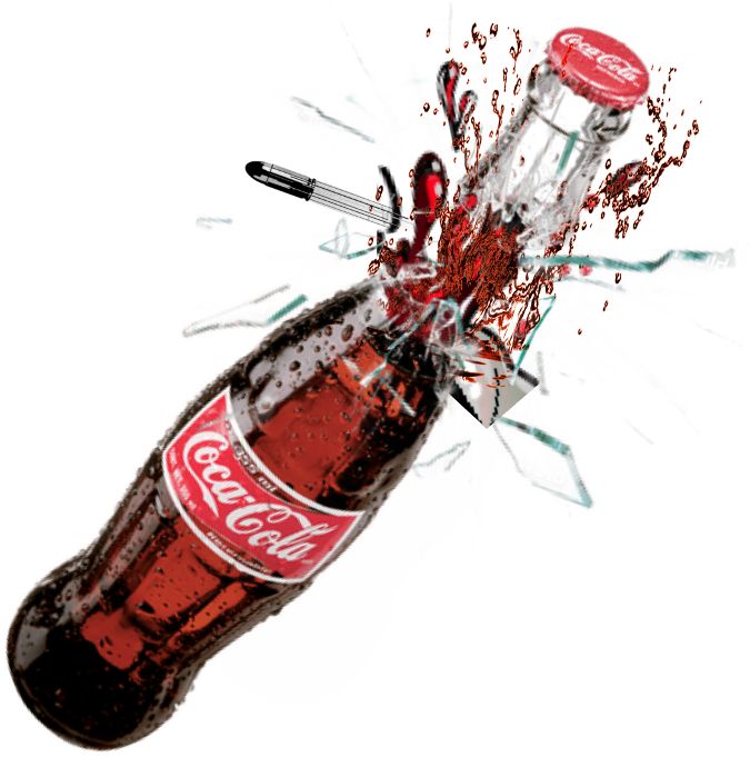 Exploding Coca Cola Bottle PNG image