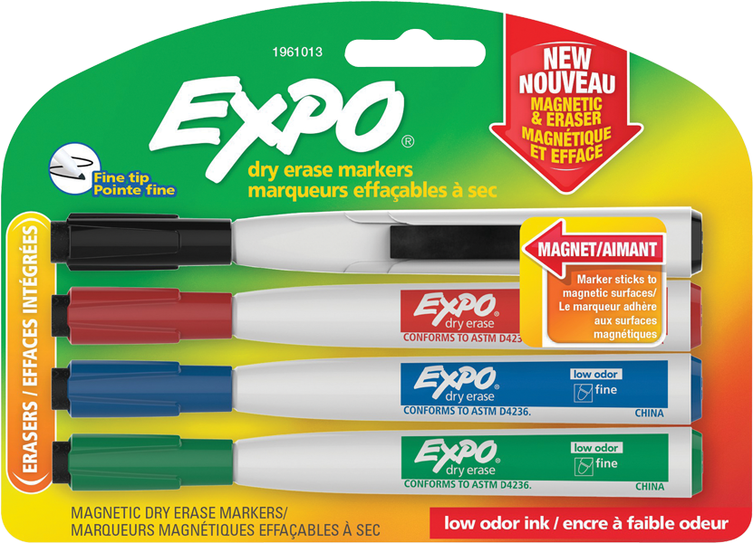 Expo Magnetic Dry Erase Markerswith Erasers PNG image