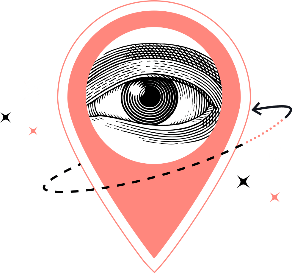 Eye In Location Pin Graphic PNG image