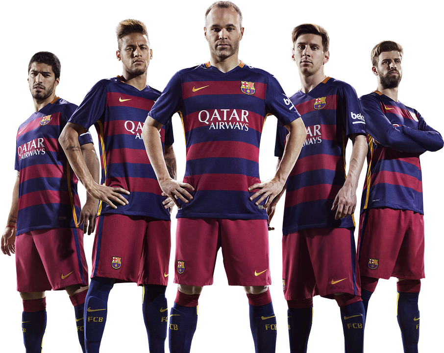 F C Barcelona Players Team Pose PNG image