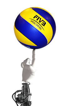 F I V B Volleyball Balancingon Robot Finger.jpg PNG image