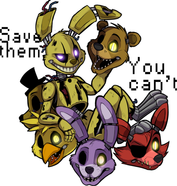 F N A F_ Animated_ Characters_ Group PNG image