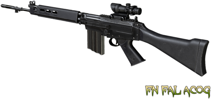 F N_ F A L_ Rifle_with_ A C O G_ Scope PNG image