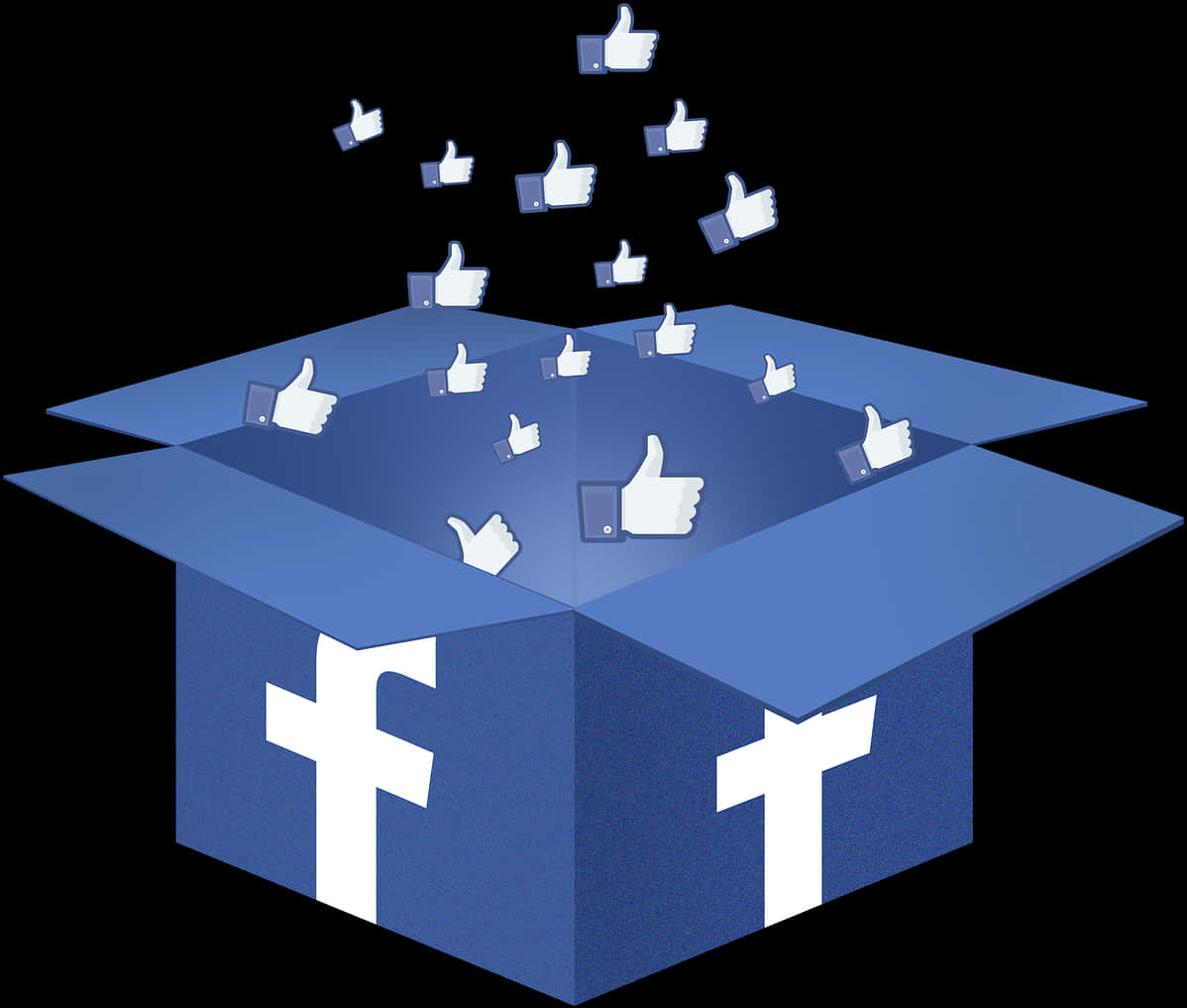 Facebook Likes Exploding From Box PNG image