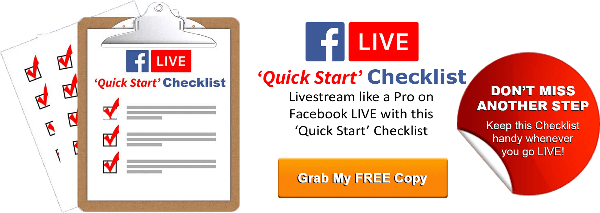 Facebook Live Quick Start Checklist Promotion PNG image