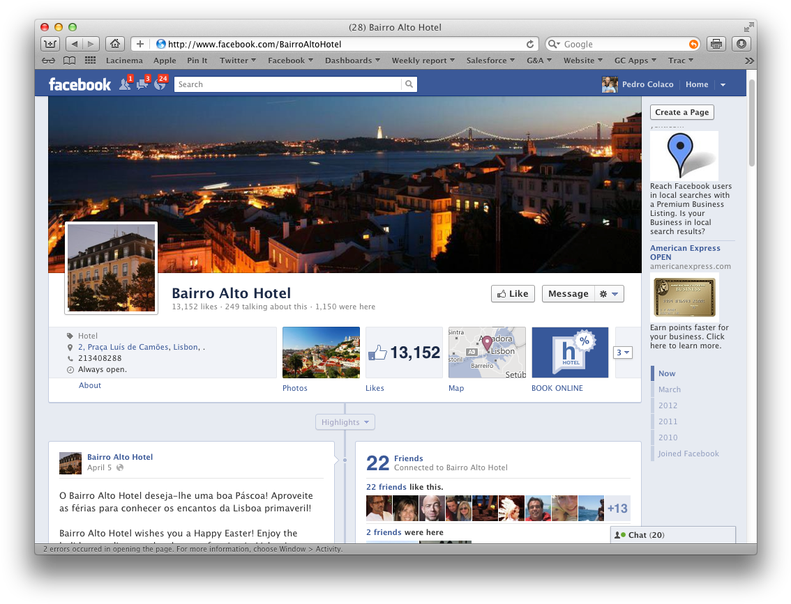 Facebook Page Bairro Alto Hotel Screenshot PNG image