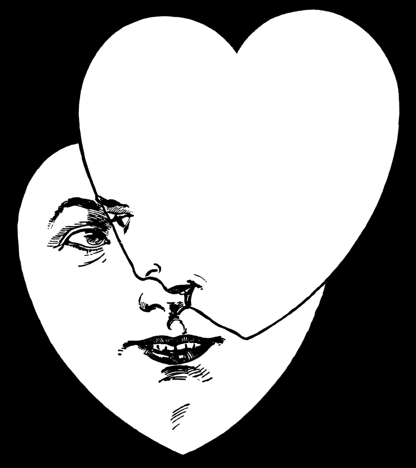 Faces In Heart Illusion Art PNG image