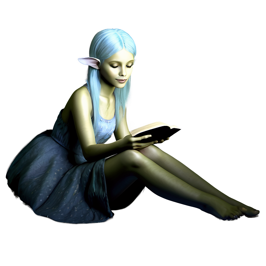 Fairy Reading A Book Png Qfd PNG image