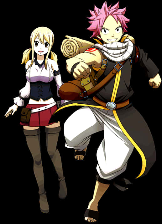 Fairy Tail Natsuand Lucy Characters PNG image
