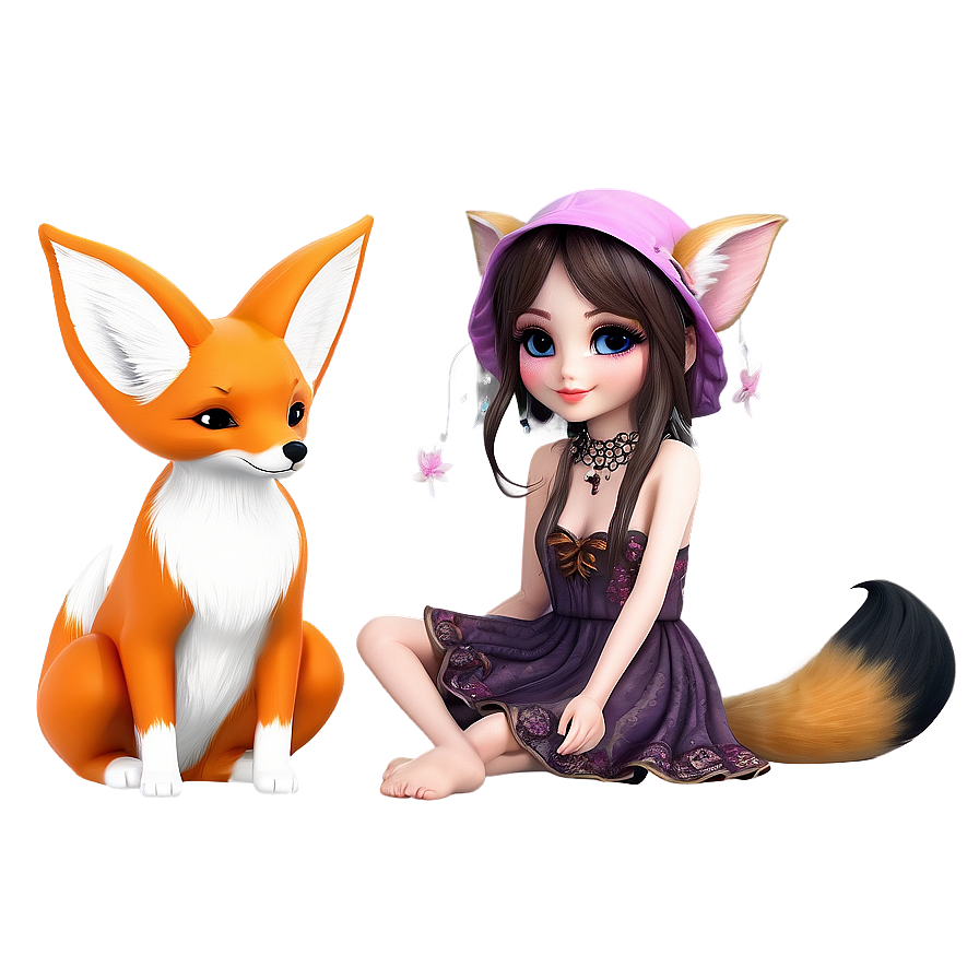 Fairy With A Pet Fox Png 05062024 PNG image