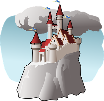 Fairytale Castle Cliff Graphic PNG image