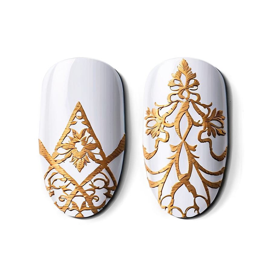 Fake Nails With Lace Design Png 06272024 PNG image