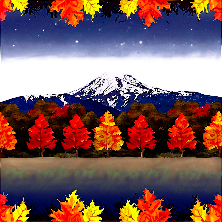 Fall Trees And Mountain View Png 88 PNG image