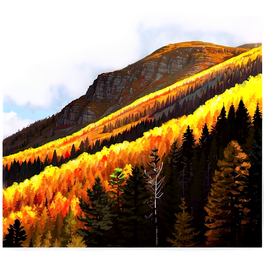 Fall Trees And Mountain View Png Bfr PNG image