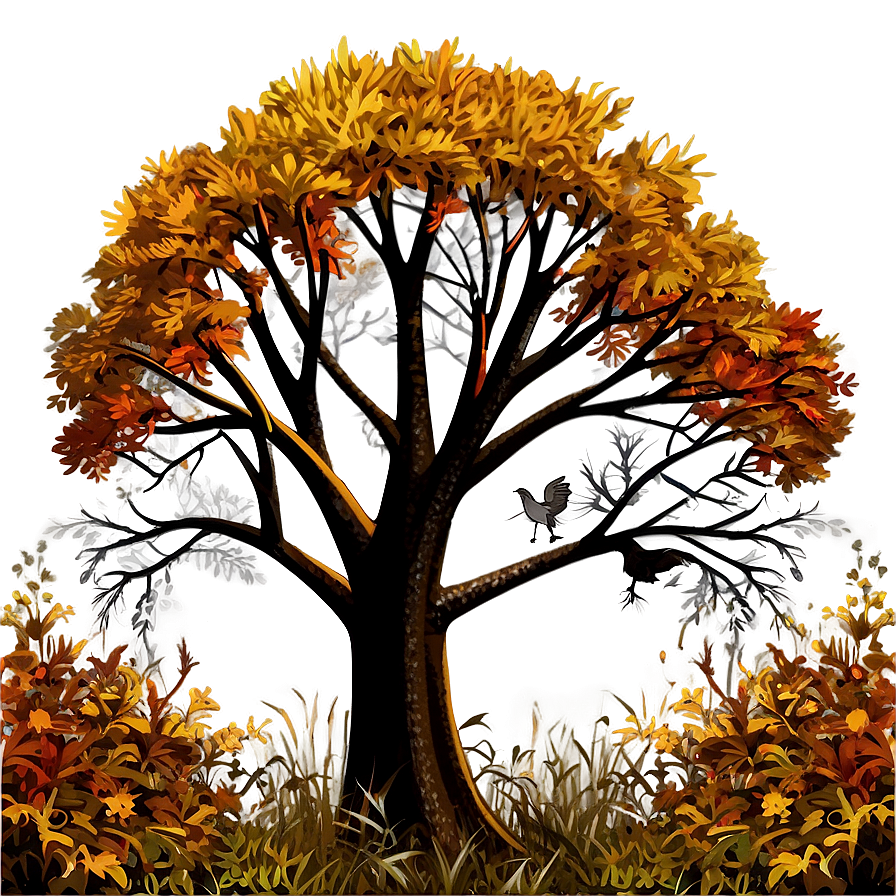 Fall Trees With Birds Png 06212024 PNG image