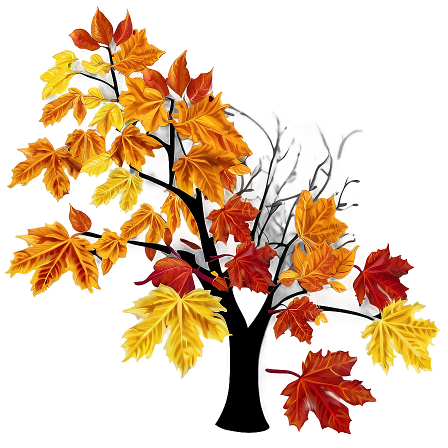 Fall Trees With Falling Leaves Png Rcr PNG image