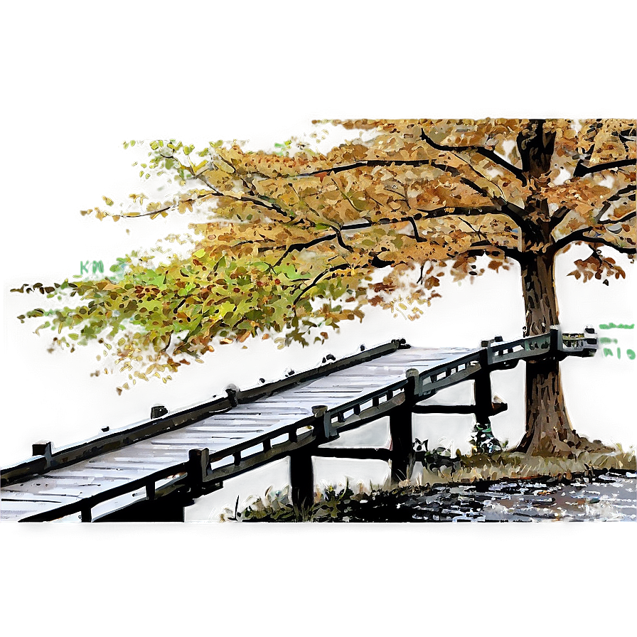 Fall Trees With Wooden Bridge Png 79 PNG image