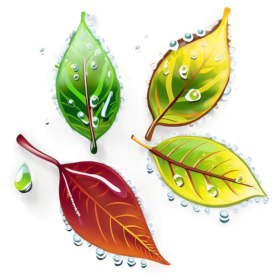 Fallen Leaves With Dew Drops Png Jnp79 PNG image