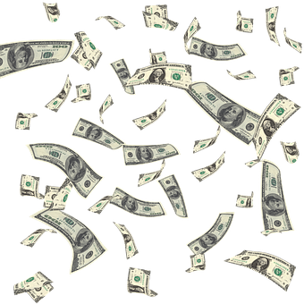 Falling Dollar Bills Black Background PNG image