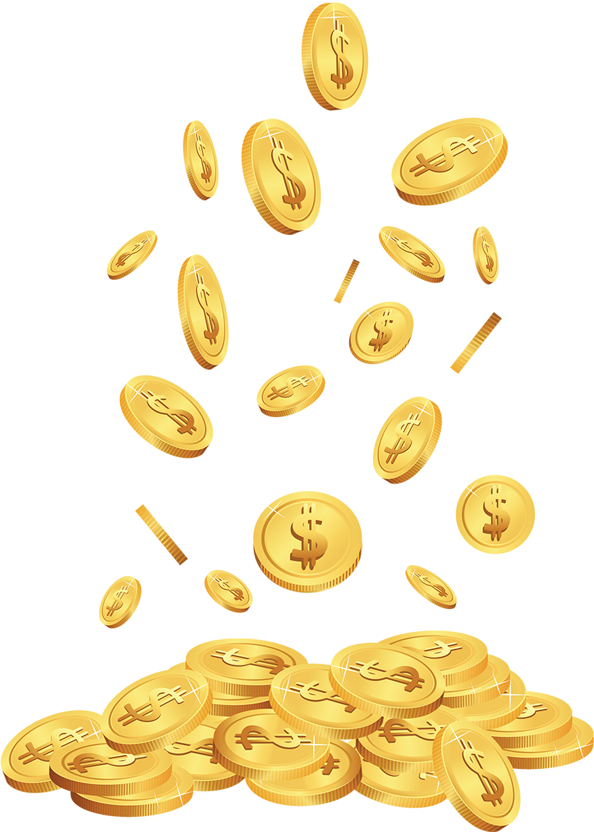 Falling Gold Coins Illustration PNG image