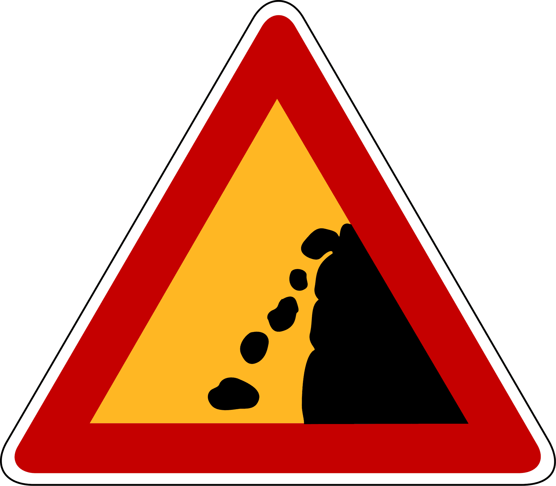 Falling Rocks Traffic Sign PNG image