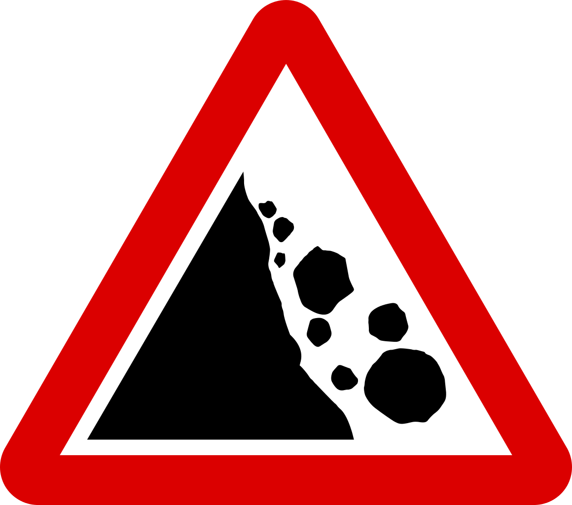 Falling Rocks Traffic Sign PNG image